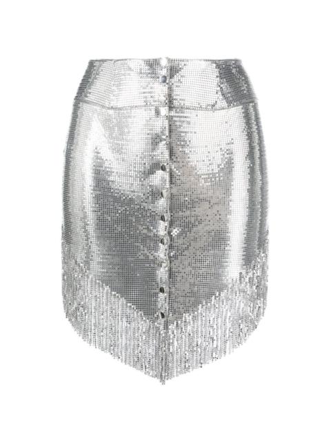 buttoned fringed miniskirt
