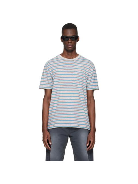 Stockholm Surfboard Club Gray & Blue Striped T-shirt