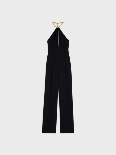 CELINE crepe satin jumpsuit with chain collar