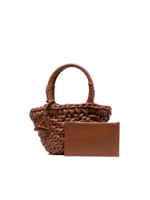 interwoven-design small leather tote bag
