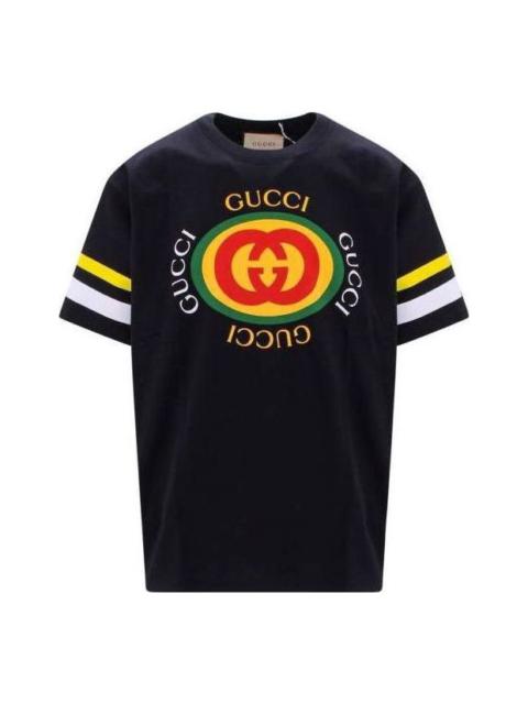 Gucci GG Logo Print Cotton T-Shirts 'Black' 616036-XJFFU-1152