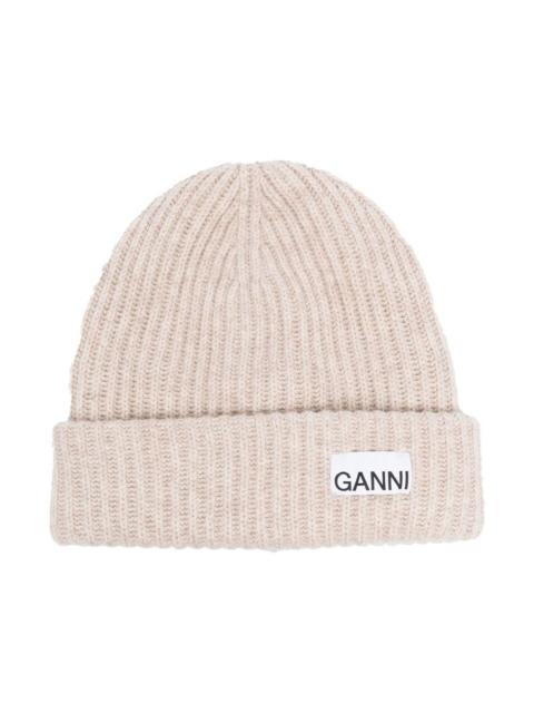 GANNI Logo wool beanie