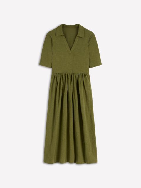 BODEN Aria Collared Jersey Dress-Promenade Green