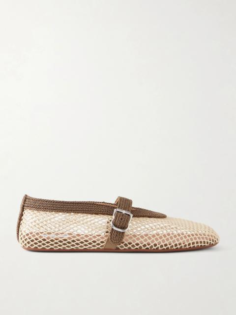 Alaïa Embroidered Satin-cord And Mesh Ballet Flats