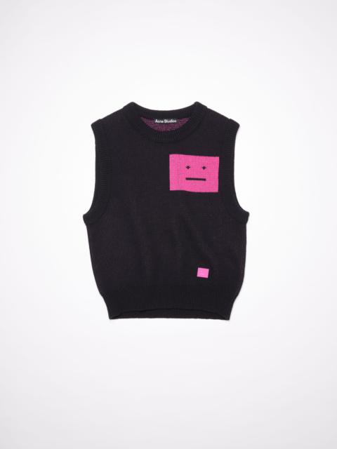 Acne Studios Wool sweater vest - Black/fluo pink