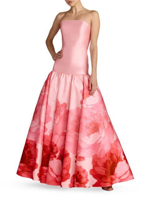 MAC DUGGAL Women's Floral Mikado Strapless Gown - Blush Multi