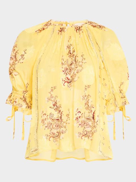 ULLA JOHNSON Pippa Short-Sleeve Blouse