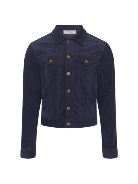 GABRIELA HEARST Barry Trucker Jacket in Electric Navy Suede Corduroy