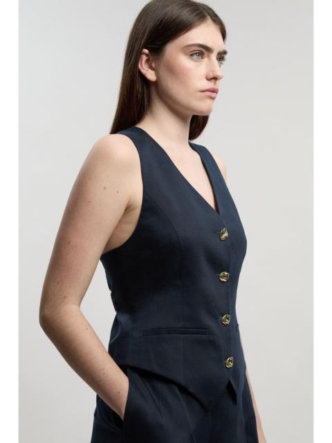 KAREN MILLEN Tailored Linen Corset Back Detail Waistcoat