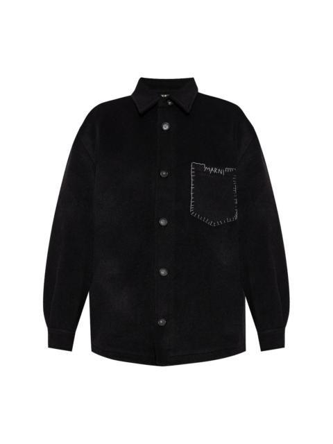 logo-embroidered shirt jacket