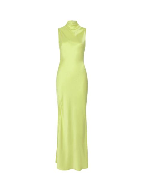 LAPOINTE Satin Drape Neck Sleeveless Dress