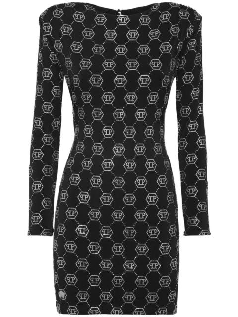 PHILIPP PLEIN monogram padded shoulder dress