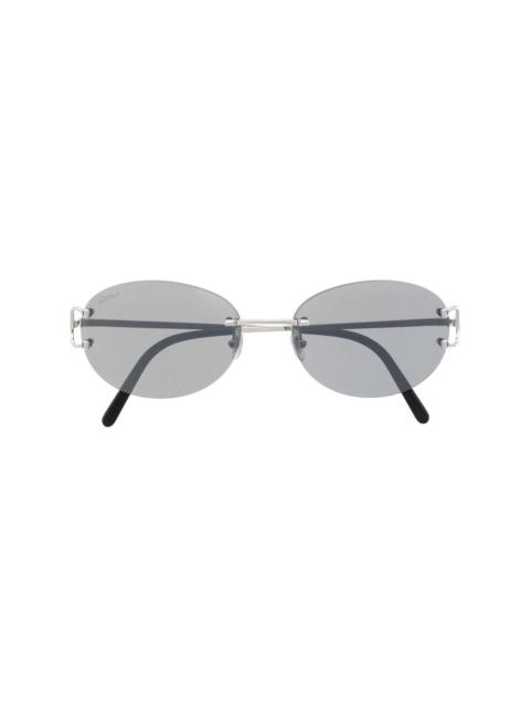 Cartier logo-engraved oval sunglasses