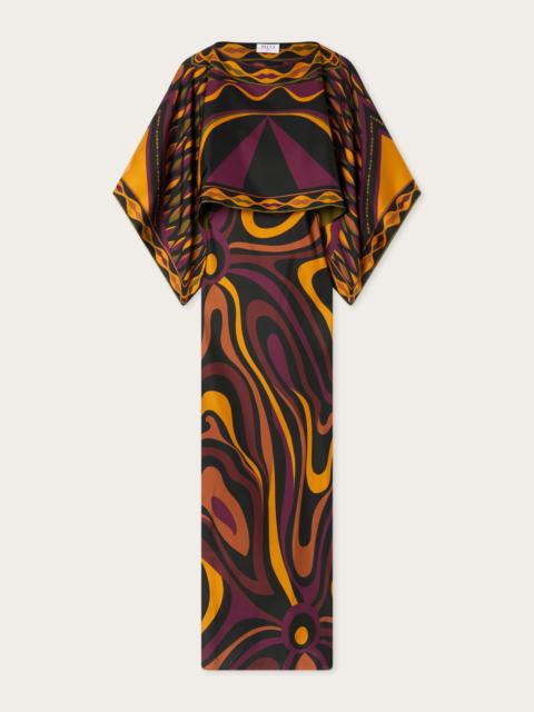 PUCCI MARMO PRINT SILK DRESS WITH CAPE