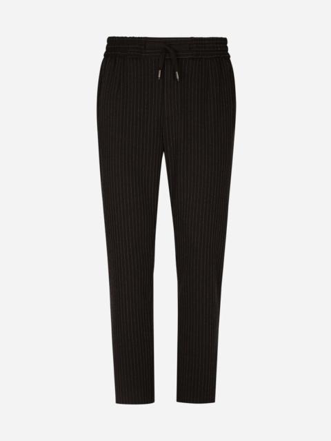 Pinstripe jersey jogging pants with DG patch