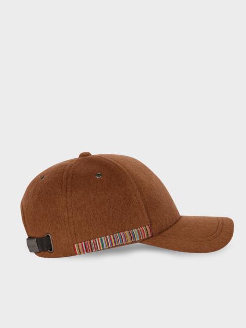 Brown 'Signature Stripe' Trim Wool Cap
