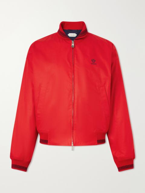 VERSACE Logo-Embroidered Cotton Blouson Jacket