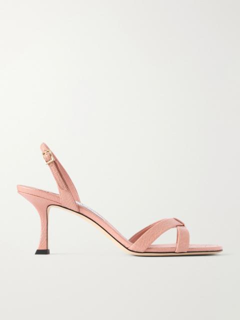 JIMMY CHOO Elsy 70 slingback crackled-leather sandals Baby pink