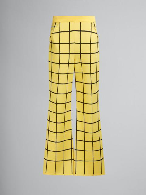 YELLOW CHECKED VISCOSE TROUSERS