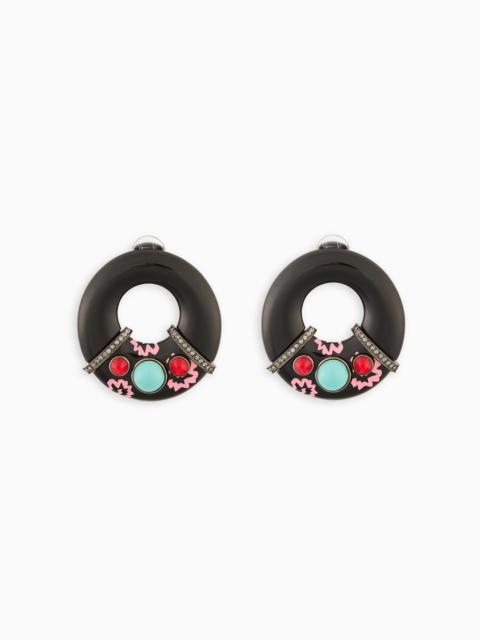 GIORGIO ARMANI Round resin and crystal earrings