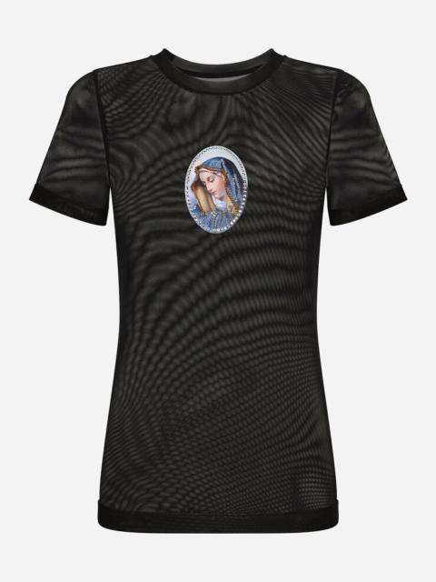 Tulle T-shirt with sacred image patch