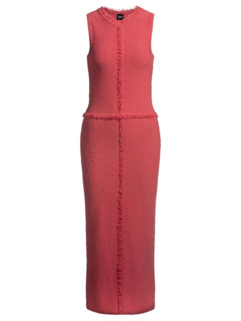 BOSS SLEEVELESS KNITTED DRESS WITH FRINGE TRIMS
