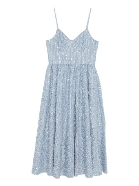 Sandro striped-pattern sequin-detail midi dress