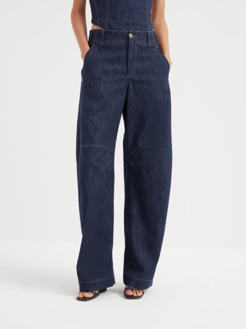 Brunello Cucinelli Sparkling denim curved trousers