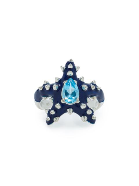 BEA BONGIASCA Stella Sterling Silver Topaz and Enamel Ring
