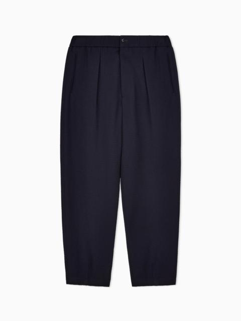 GIORGIO ARMANI Single-pleat, virgin wool and cashmere seersucker trousers