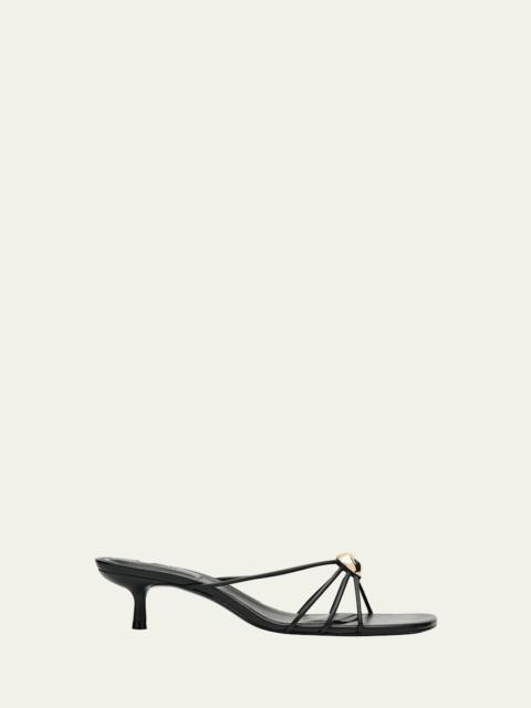 SIMKHAI Amaya Strappy Leather Kitten-Heel Sandals
