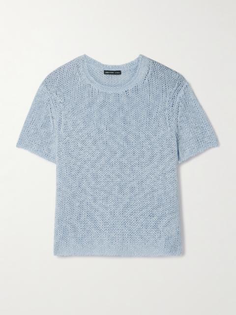 JAMES PERSE Open-knit Cotton And Linen-blend T-shirt
