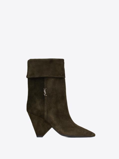 niki booties in suede and silver-tone monogram