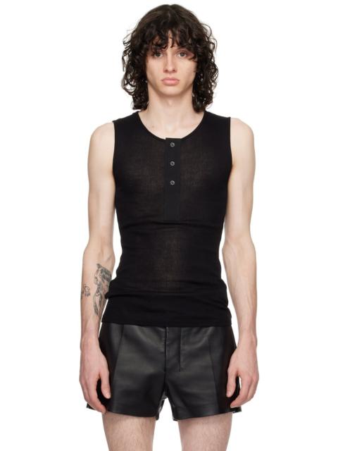 AMI Paris Black Ribbed Tank Top