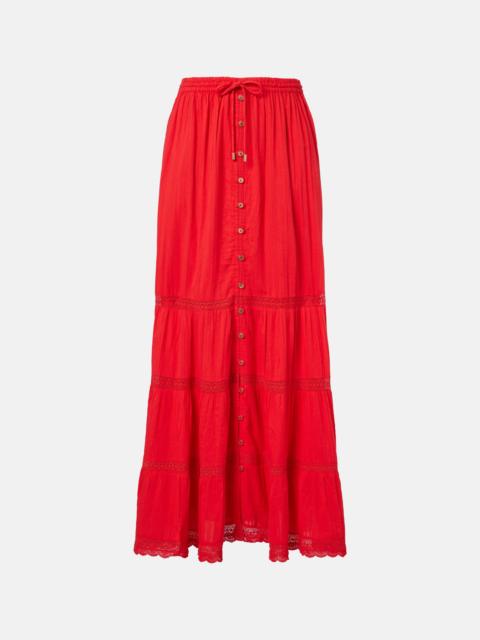 MELISSA ODABASH Marley crochet-trimmed cotton maxi skirt