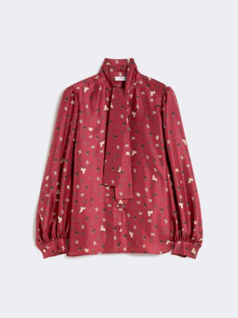 Max Mara Printed silk pussy-bow shirt - RED