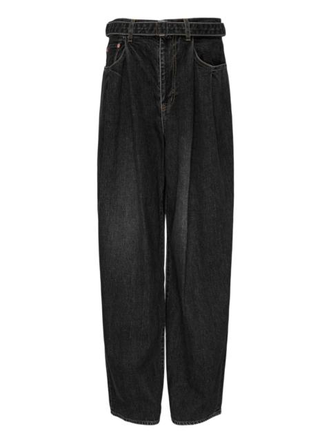 sacai Belted Wide-Leg Denim Jeans