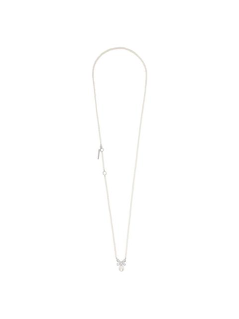 SHUSHU/TONG White Butterfly Flower Pearl Long Necklace