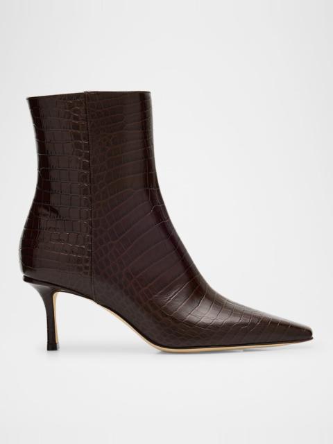 JIMMY CHOO Camile Croc-Embossed Leather Ankle Boots