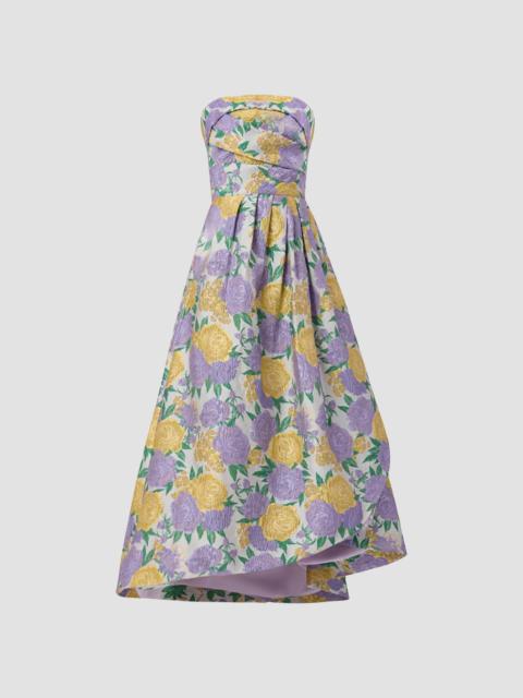 Shoshanna Women's Carlisle Pleated Floral Jacquard Strapless Maxi Dress - Lavender Multi