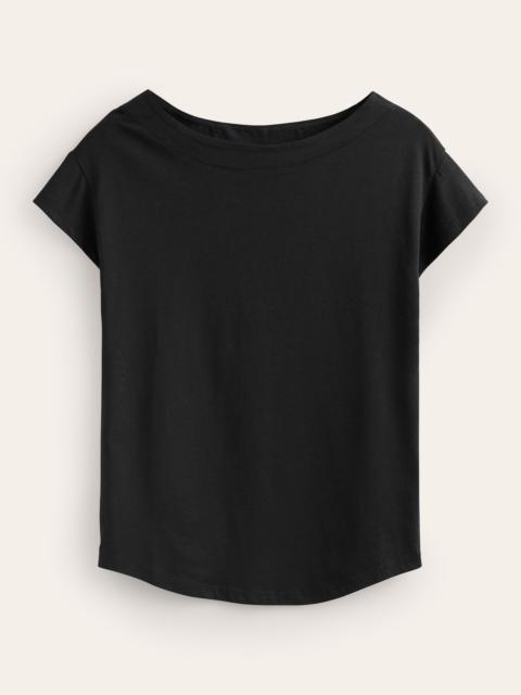 BODEN Supersoft Boat Neck T-Shirt-Black