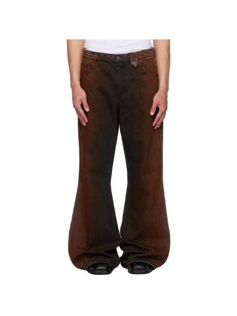 EGONLAB Black & Orange Refined Wide Jeans