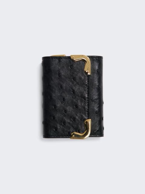 Paly Ostrich Leather Key Wallet Black