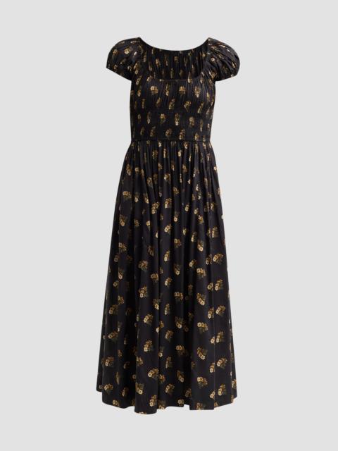 DÔEN Women's Quinley Cotton-Blend Floral Smocked Midi Dress - Buttercup Bouquet