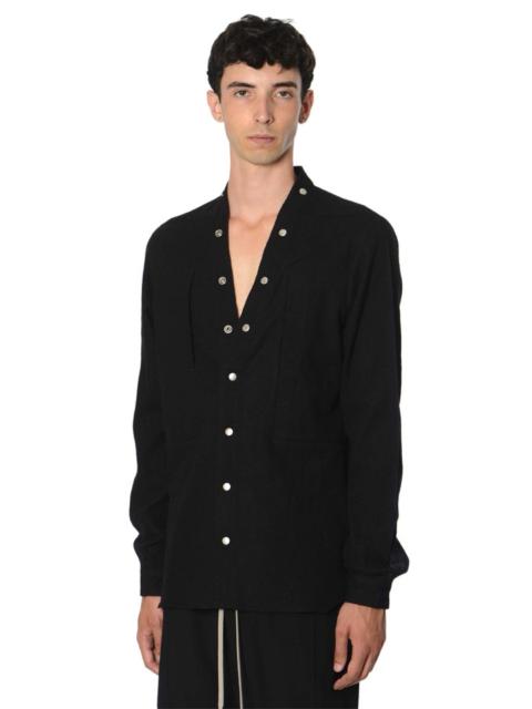 Rick Owens Snap Collar Faun Shirt | labelsfashion | REVERSIBLE