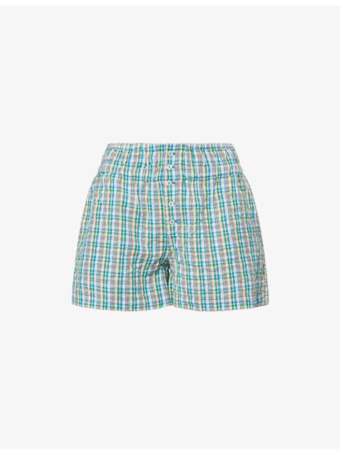 DAMSON MADDER. Kairo Checked Cotton Shorts