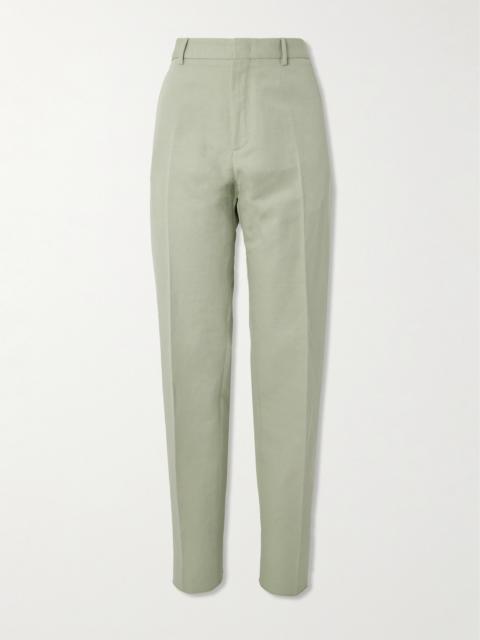 Loro Piana Cedric Tapered Cotton and Linen-Blend Canvas Trousers