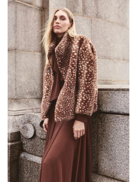 KAREN MILLEN Bambi Print Reversible Bonded Mock Shearling Coat