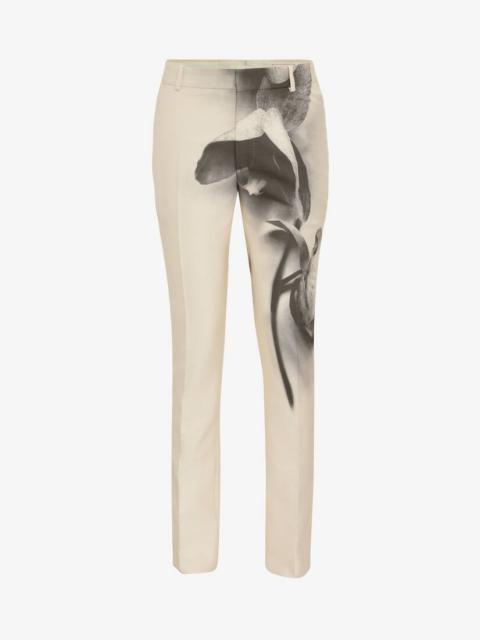 Alexander McQueen Men's Orchid Cigarette Trousers in Putty/black