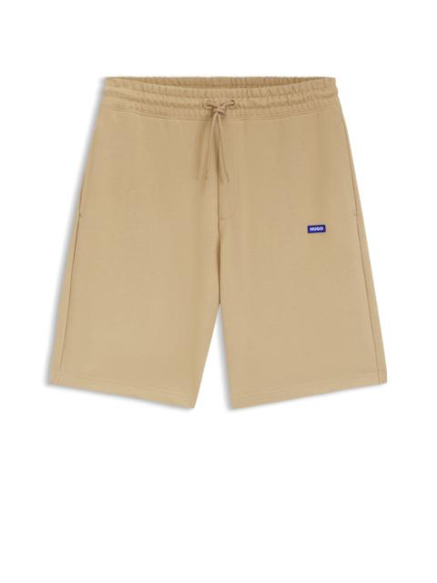 HUGO COTTON-TERRY SHORTS WITH LOGO PATCH